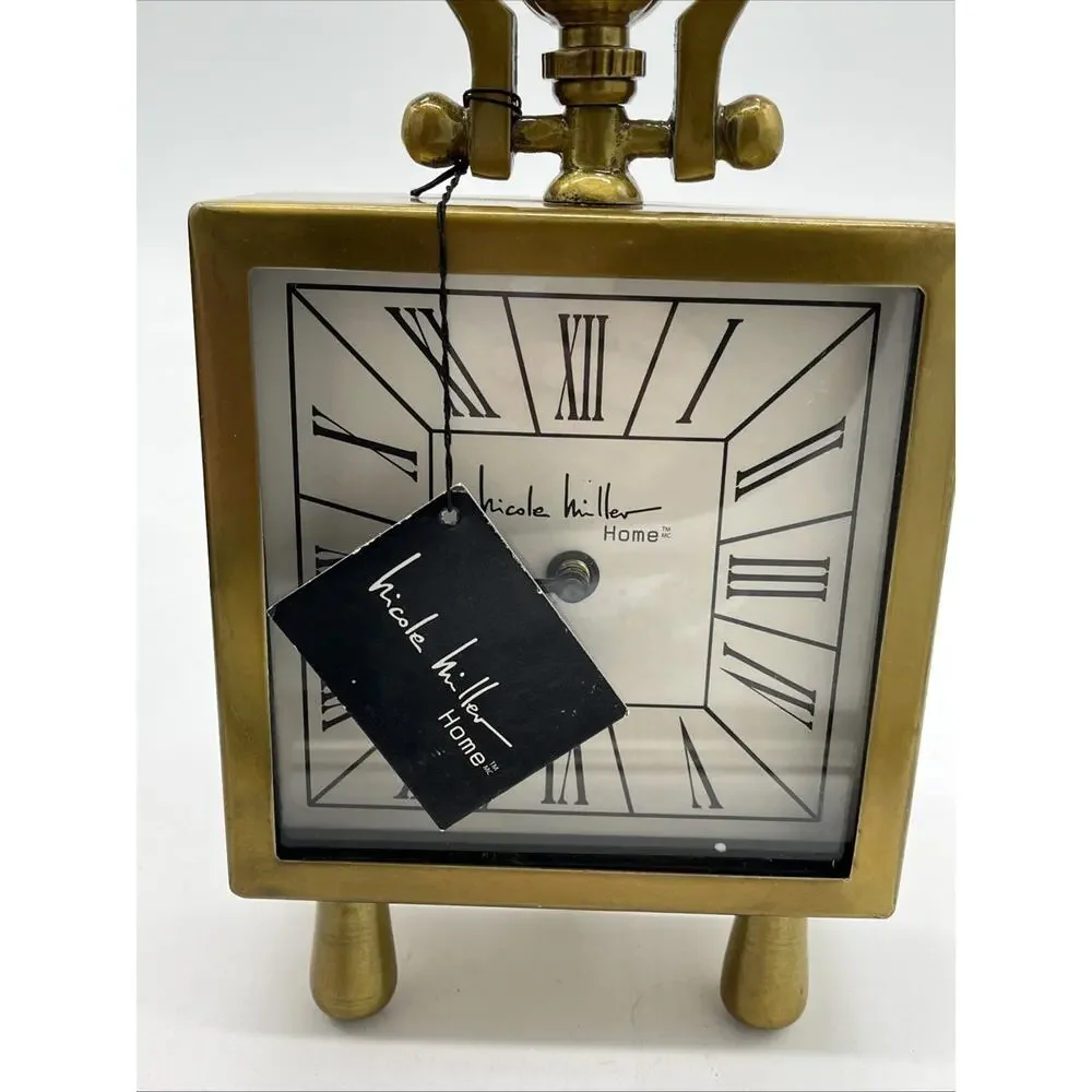 Nicole Miller Home Gold Retro table or mantle Clock 11”x6”